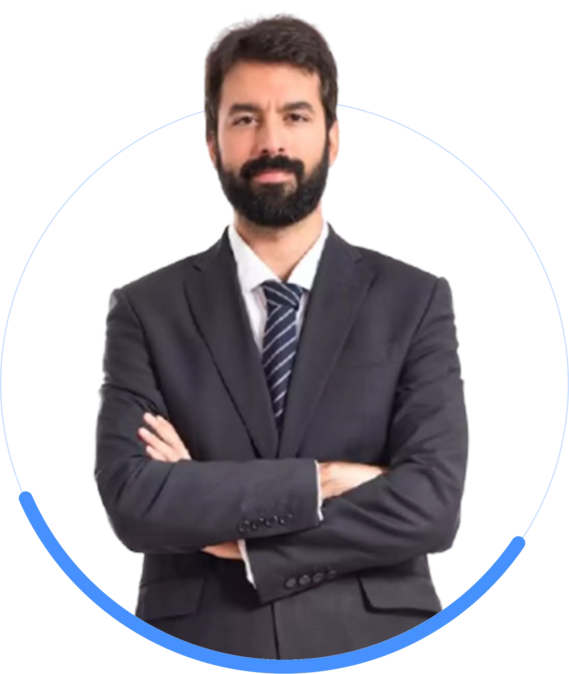 A man in a suit with his arms crossed.