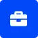 Blue briefcase icon.