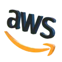 Amazon Web Services (AWS) logo featuring a blue 