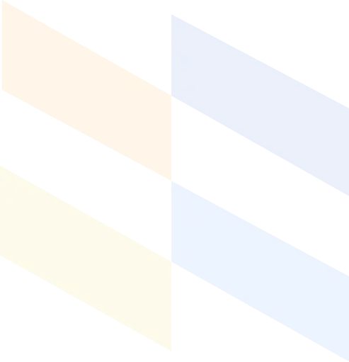 A black pixelated pyramid stands in the center, flanked by a yellow semicircle on the left and a blue semicircle on the right, set against a white background.