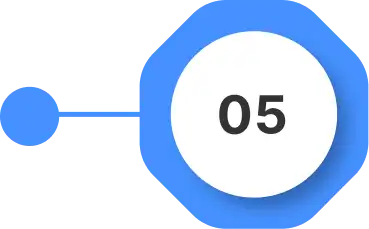 A blue outlined octagon connects to a blue circle on the left, with a white center displaying the number 